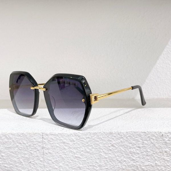 

sunglasses polygonal green frame, gradient color lens, gold metal temples, women's sunglasses, 8081 fashion glasses, anti uv400, White;black