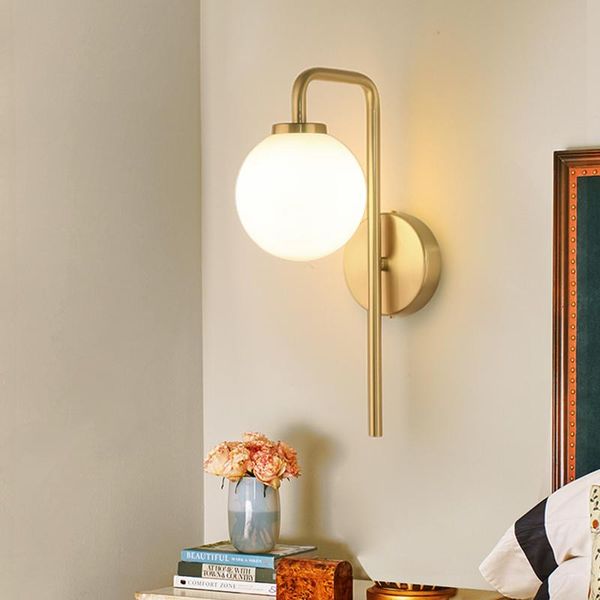 

fss nordic wall lamp light luxury modern glass ball aisle bedroom living room staircase bedside lamp background wall light