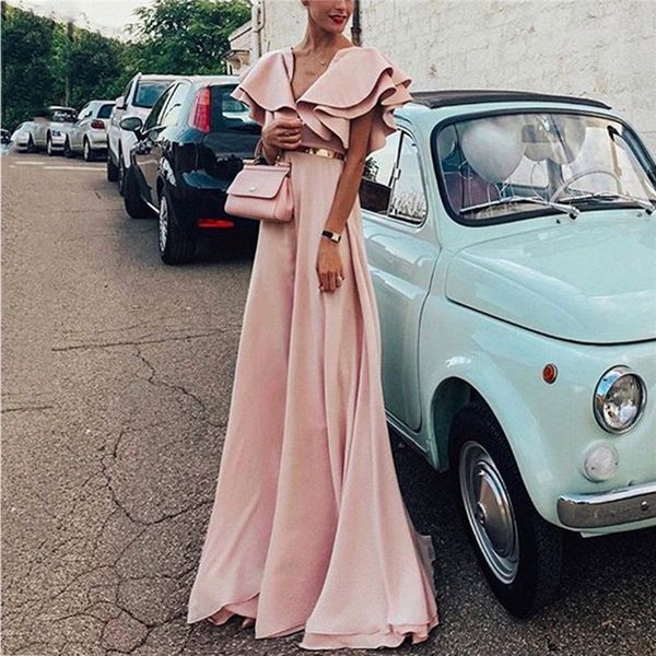 

2021 summer new women robe femme party night pink elegant maxi o cl3e, Black;gray