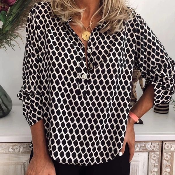

new 2021 autumn spring women plaid blouse casual long sleeve ladies turn down collar female shirts with buttons for lady 7lmo, White