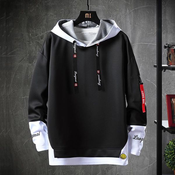 

men's hoodies & sweatshirts 2021 spring autumn loose long-sleeved white black hoodie sweatshirt hip-hop punk pullover streetwear casual