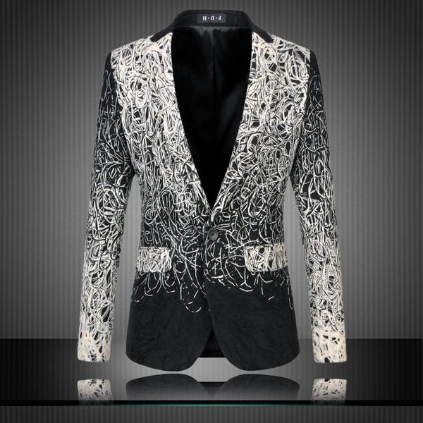 

new 2021 suit smart casual style coat slim fit male formal mens sequin jacket for prom wedding big size 5xl #9882, White;black