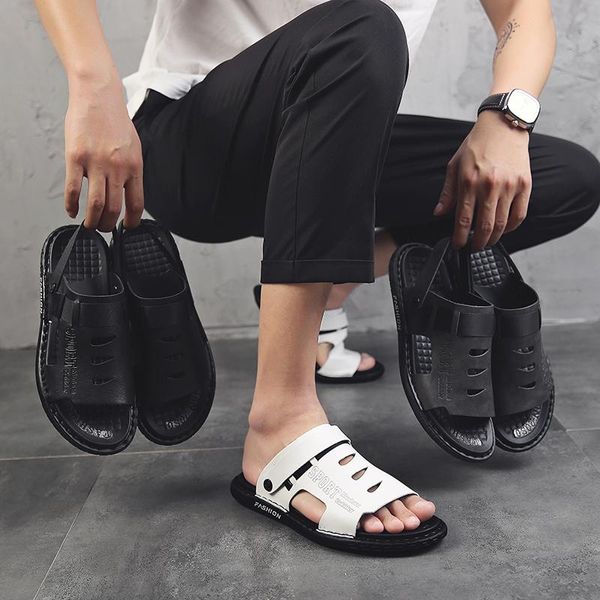 

slippers men's sneakers summer shoes men 2021 breathable mesh beach sommer schuhe herren sandale homme ete sandals, Black