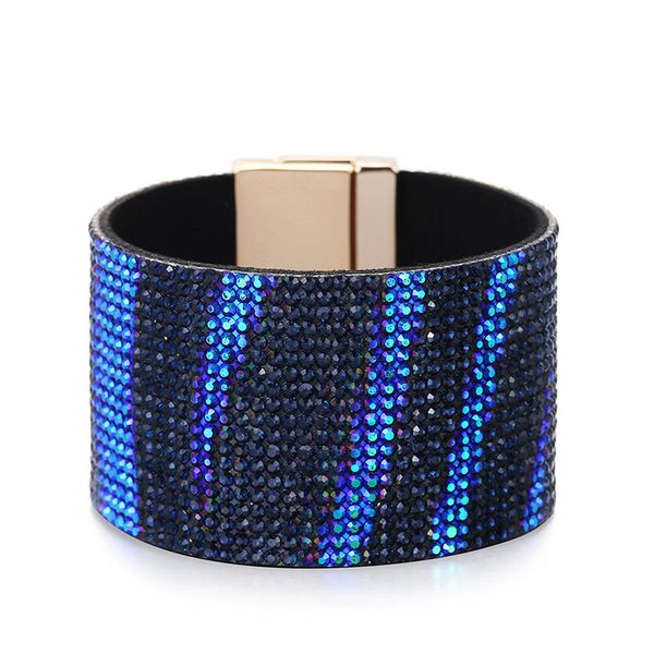 

bracelet wide edge full diamond gradient buckle dress bracelet five colors, Black