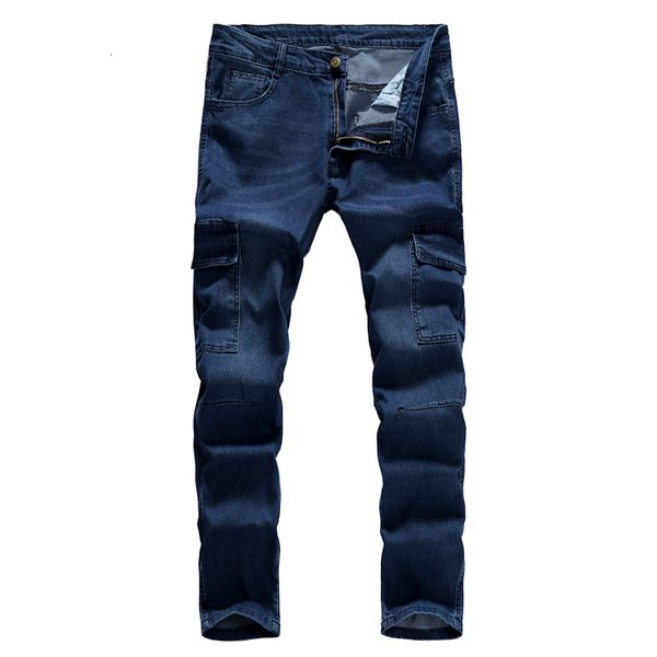 

spring and fall new european blue stickers business casual baggy jeans for men