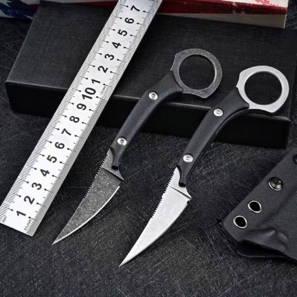 Sabit Bıçak Düz Bıçak D2 Beyaz / Siyah Taş Yıkama Bıçakları Tam Tang G10 Kıdemli Kydex ile Survival Taktik Bıçaklar