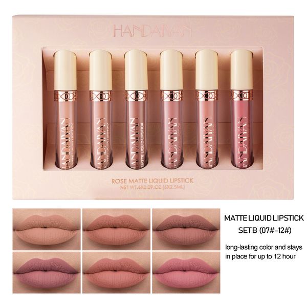 

handaiyan 6 colors lip gloss matte liquid lipstick kit makeup set matt nude velvet lips cosmetics tint lipgloss waterproof 2.5ml*6