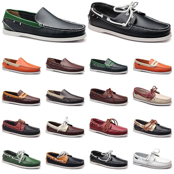 

117 womens sneakers sailing shoe mens casual leather shoes black white red green orange brown outdoor trainers size 38-45