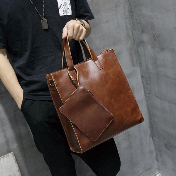 

briefcases vintage men's briefcase business office bags crazy horse leather handbag computer lapbag casual mens