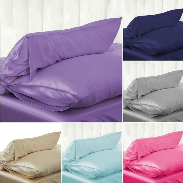 

pillow case solid queen/standard silky satin bedding smooth material pillowcase
