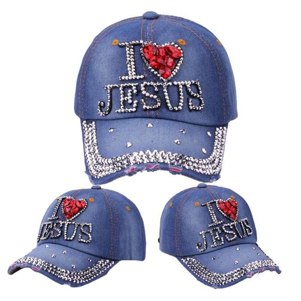 

wide brim hats rhinestone baseball cap bling letter denim breathable distressed hat adjustable #yj, Blue;gray