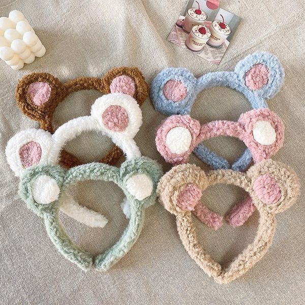 

hair accessories 2021 children cute colors lamb wool bear ears hairbands headwears baby girls lovely hoop headbands kids, Slivery;white