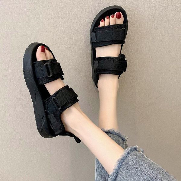 

sandals summer ladies old female 2021 wild net red women's shoes thick-soled platform casual women, Black