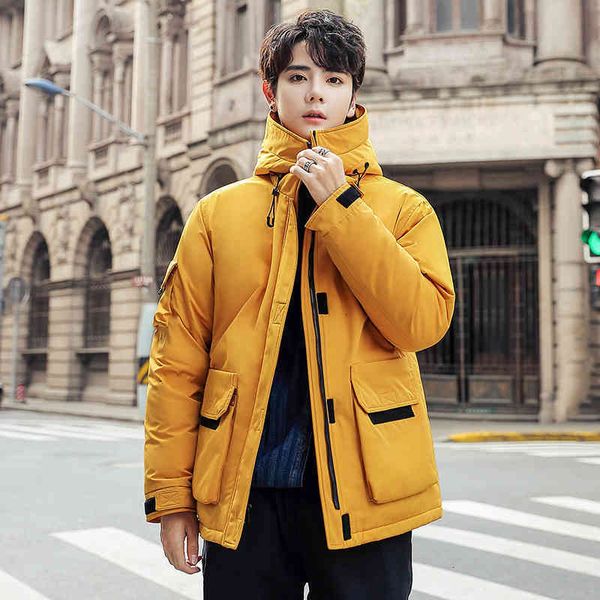 

coat winter 2021 men new white duck down jacket thick warm mens outdoor parkas fashion zipper long trench windproof, Black