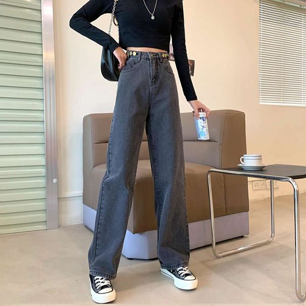 

autumn large high waist wide leg fashion slim loose casual pants, Blue
