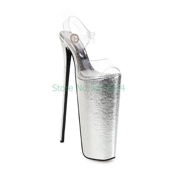 

dress shoes ladies buckle strap peep toe transparent sandals stiletto super highÂ platform high heels, Black