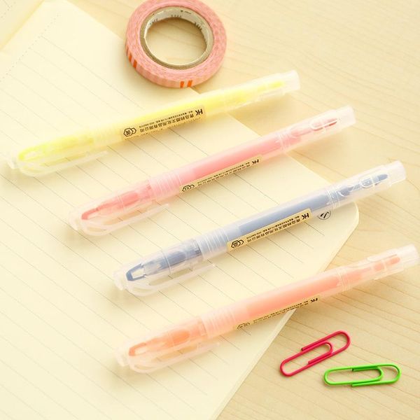 

highlighters cute kawaii double head fluorescent highlighter pen water color marker for paint draw zakka chool supplies stationery dood, Black;red