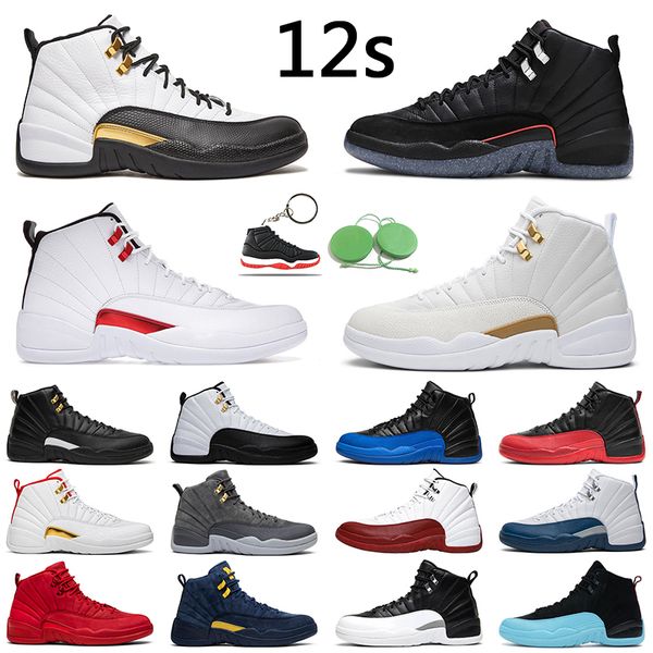 

12s twist men basketball shoes royalty taxi utility grind university gold reverse flu game mens trainer