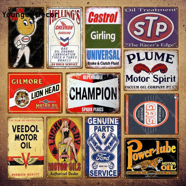 

dino motor oil metal art signs open 24 hours texaco gasoline garage decor tiger mopar poster vintage plate yi-003