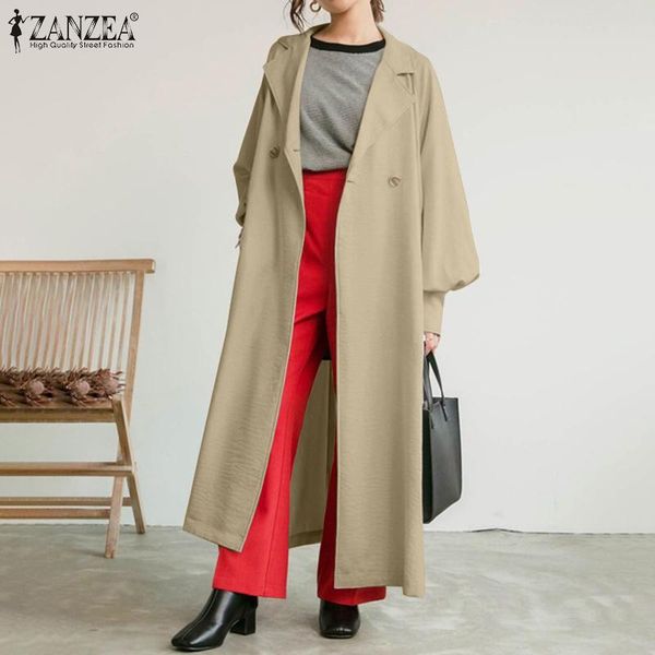 

women's trench coats casual ol long jackets autumn fashion solid 2022 sleeve cardigans female chic office oversize coat, Tan;black