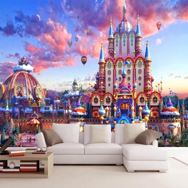

wallpapers drop po wallpaper 3d stereo hand-painted children castle fantasy sky murals kids girl's bedroom wall decor stickers