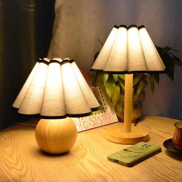 

xianfan vintage japanese soiled wood table lamp for living room with cloth retro lampshade work desk lamps tiffany night light