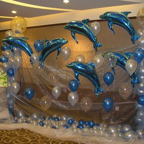 Decoração de festa 5pcs 24 polegadas grandes cartoon golfinhos balão de crianças brinquedos brindes no casamento filhos do mar com tema marinho oceano