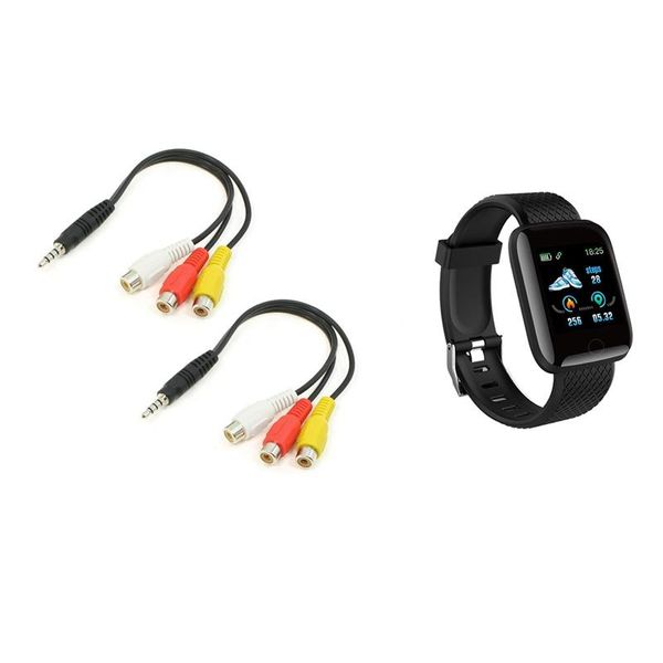 

smart wristbands 2pcs 3 rca female audio/video connector to 3.5mm jack plug adapter cable with color screen 116plus watch