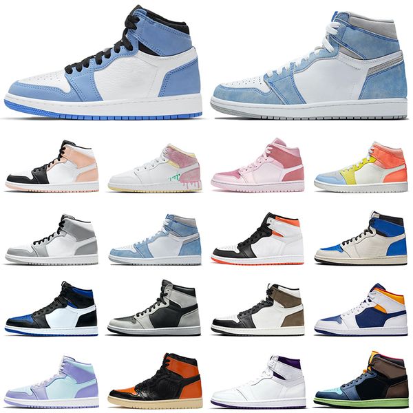 

hyper royal 1s men basketball shoes jumpman air jordan 1 university blue light smoke grey womens mens trainers sports sneakers size 36-46