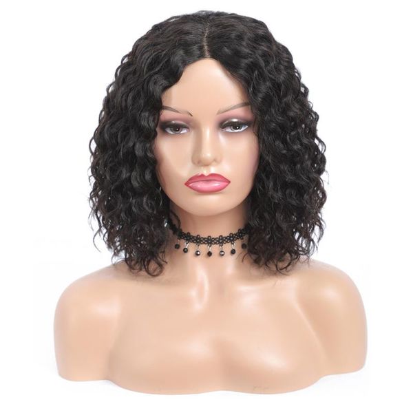 

lace wigs deep wave part with for black women human hair brazilian real natural color, Black;brown