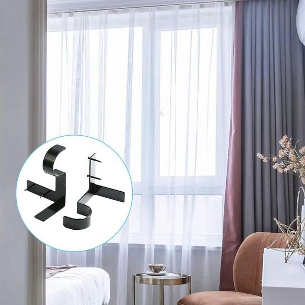 

curtain & drapes 2pcs/set durable rod bracket hang holders tap right into window frame double hardware