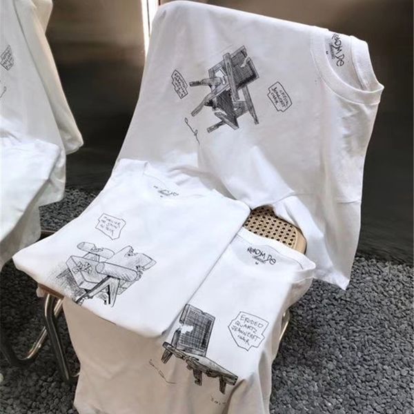 

2021 new e tamanho t camisa de alta qualidade das mulheres dos homens t-shirts esboo cadeira readymade camiseta namorado presente n3jv, White