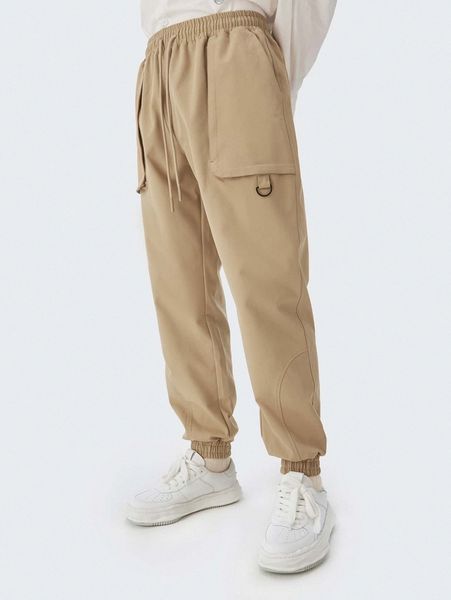 

men slant pocket drawstring waist pants e7gb#, Black