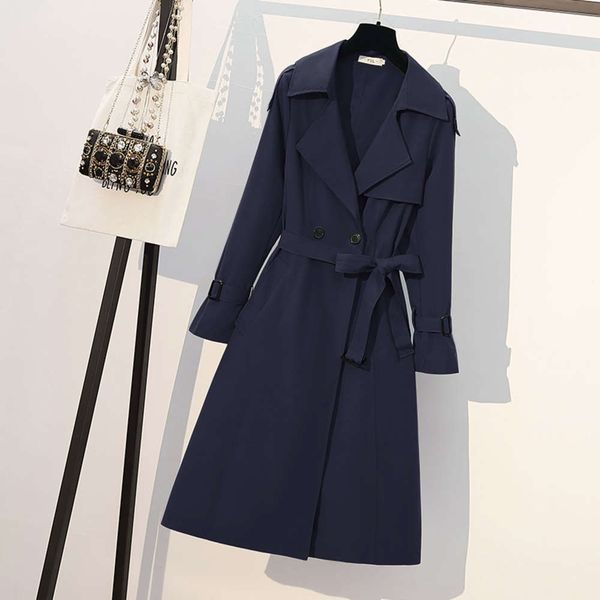 

fashion spring large fat size new clothing sister 2021 mm fashion windbreaker middle and long british style work jacket women's luxury, Tan;black