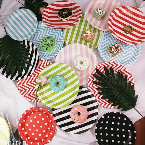 

disposable dinnerware tableware party paper plate cake dish birthday decoration supplies wedding ice cream tools 8 pc/lot