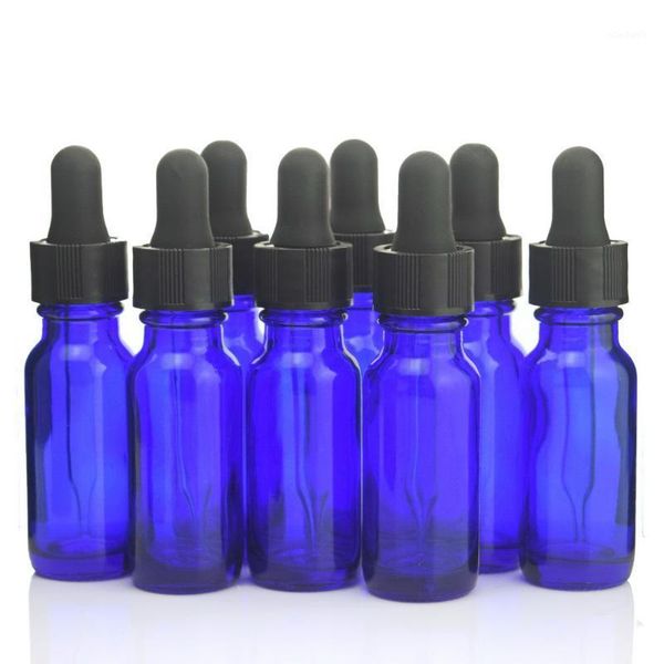 

storage bottles & jars 8pcs 1/2 oz 15ml cobalt blue glass e liquid bottle with eye dropper pipette for essential oils lab chemi