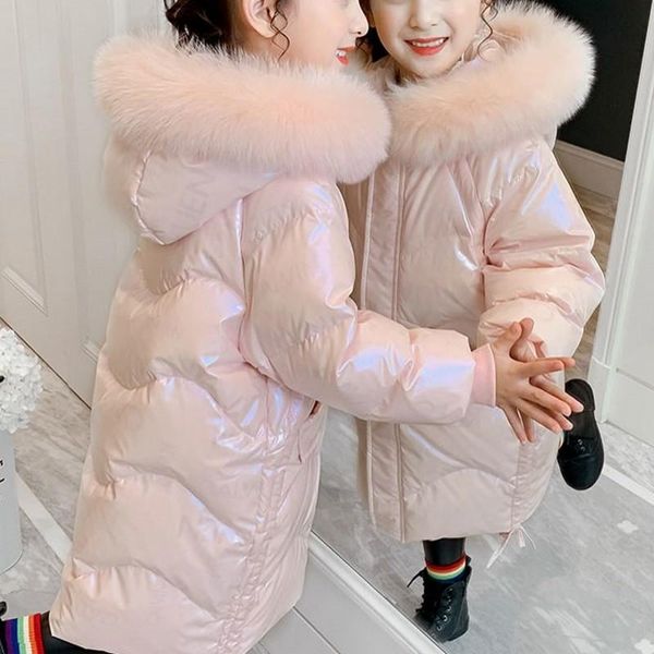 

down coat winter jacket girls kids thickness long cotton-padded children 2021wt015, Blue;gray