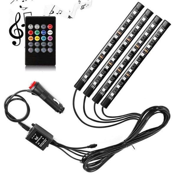 

car led strip lights - 4pcs 9/12/18 rgb led multicolor music car interior atmosphere lights, usb strip for tv home