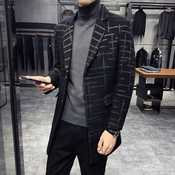 

men vintage black men's clothes fine fitting 2021 winter fashion coats of steampunk wool 5lai