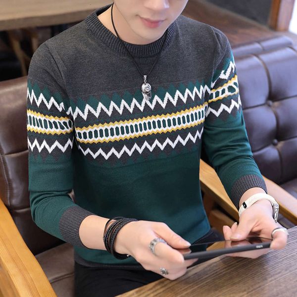 

spring autumn and winter new round neck fashion casual men's pullover knitted sweater, White;black