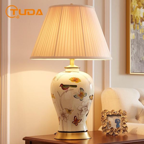 

tuda 42x72cm table lamp for living room american idyllic bedroom european retro new chinese ceramic bedside lamp