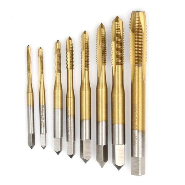 

hand tools tap drill bits hss 6542 screw right thread m2 m2.5 m3 m3.5 m4 m5 m6 m8 metalworking hex shank machine taps kit