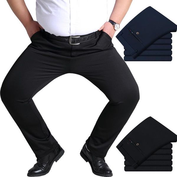 

men's suits & blazers spring casualwear lightweight plus size 50 52 pants high waist straight quality 100% cotton men bussiness trouser, White;black
