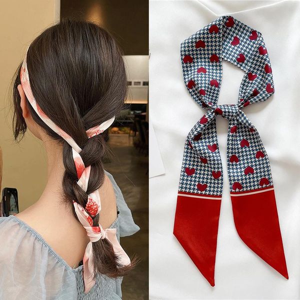 

hair accessories skinny slik scarf for women hairband ribbon fashion striped female neck tie bag bandana head scarves 2021