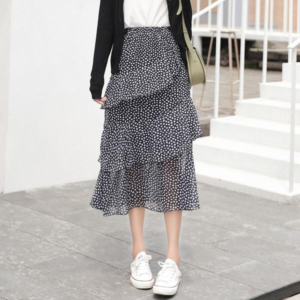 

skirts fdfklak polka dot skirt women spring summer high waist long womens fishtail cake suitable for thick thigh lady, Black