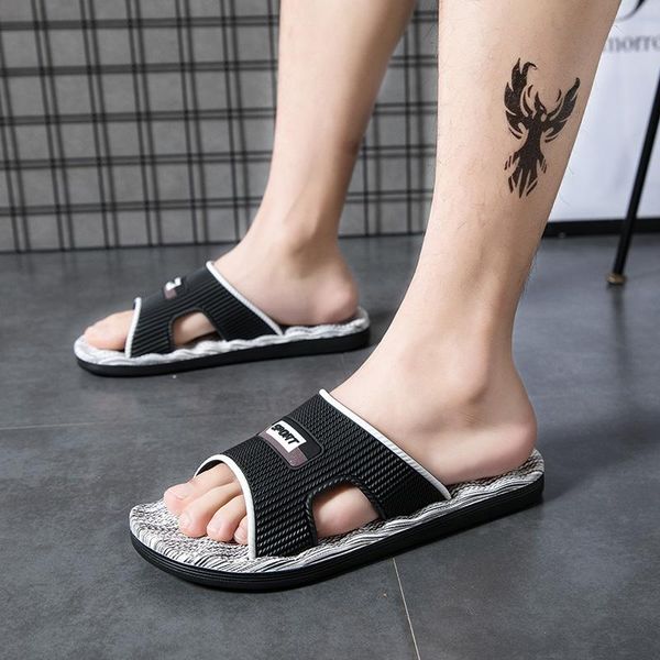 

slippers 2021 summer men casual shoes sandals leisure soft slides eva massage beach water mens flip flops, Black
