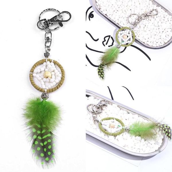 

keychains fashion sweetheart boho style key ring 19g car decoration pendant 170mm dream catcher, feather, Silver