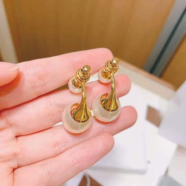 

special offer 70% off home / dijia new 925 silver needle letter pearl earrings high version brass fashion net red, Golden;silver