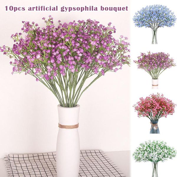 

10pcs artificial flowers gypsophila faux flower dried garland branches stems fake greenery home decor wedding decoration