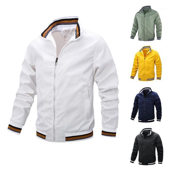 

men's jackets 2021 casual jacket men stand-up collar spring and autumn all-match sports solid color, Black;brown